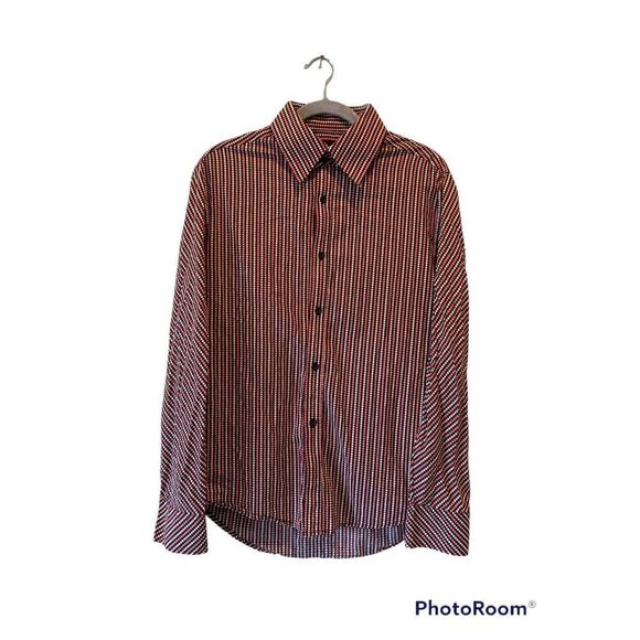 7 Diamonds Men's Polka Dot Casual Button Down Shirt Red Large - Picture 1 of 4